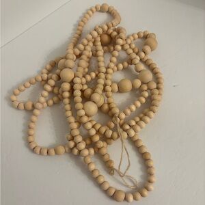 New Extra Long Jute Handmade Natural Wood Beaded Garland Tan Brown 11.11’ Feet